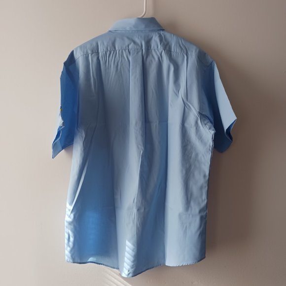 Railroad MBCR Mass Bay Commuter Rail Short Sleeve Shirt Mens Blue Poplin NWT L - Picture 2 of 6